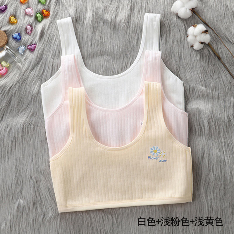 [In stock and fast delivery] Cotton student development period double-layer underwear 6-15 years old primary school students anti-convex girls