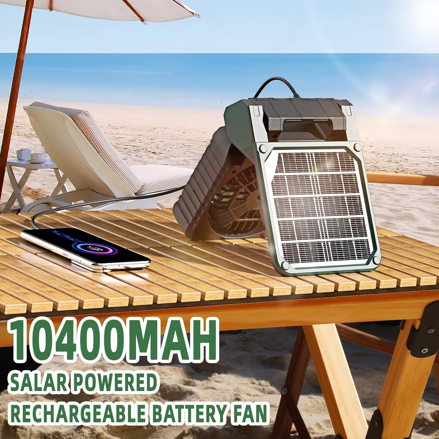 Cross-Border Private Model Camping Style Solar Fan Foldableable USB Charging Outdoor Fan Desktop Fan Can Be Used for Charging