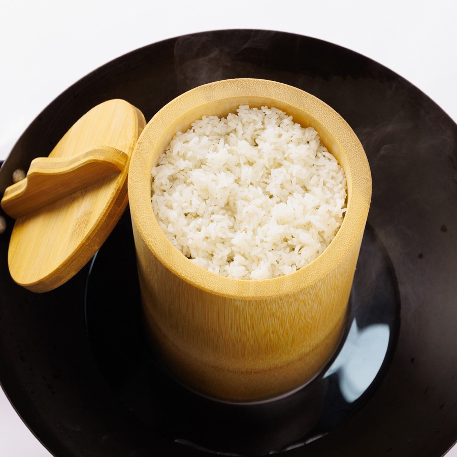 Bamboo Steaming Rice Pot with Lid for Home Kitchen Traditional Steamer