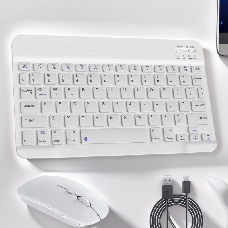 Wireless Bluetooth Keyboard and Mouse Set Suitable for Ipad, Apple, Xiaomi, Huawei Tablets and Mobile Phones, Rechargeable 10inch