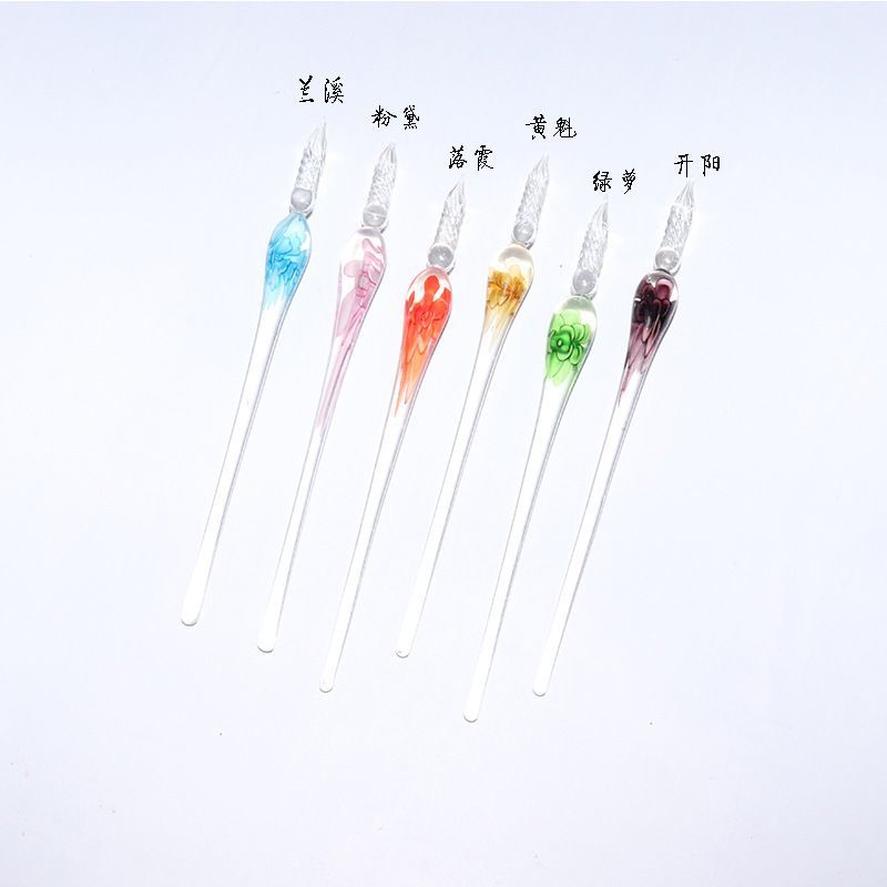 Manufacturers Supply Bright Starry Sky Internet Celebrity Quicksand Crystal Pens in Various Styles of Colorful Crystal Glass Dip Pens