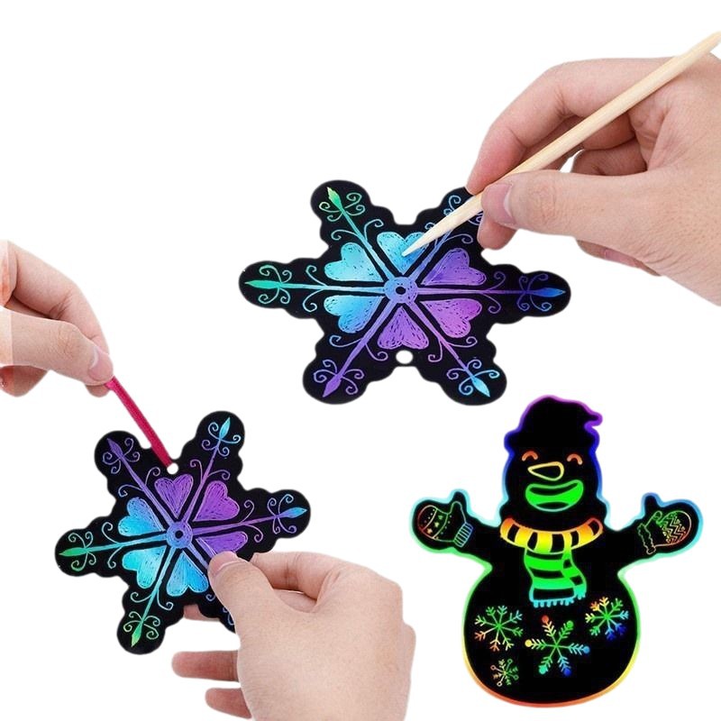 Factory Direct snowman Christmas tree scratch paper DIY bookmark creative decoration children Halloween scratch painting wholesale