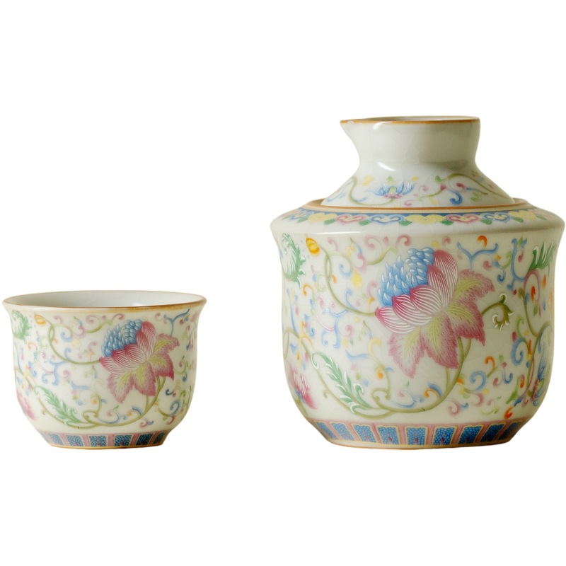 Mojiri Kiln Wine Warmer, Pastel Lotus Ceramic Wine Warmer, Household Hot Wine Warmer, Yellow Wine and Sake Set