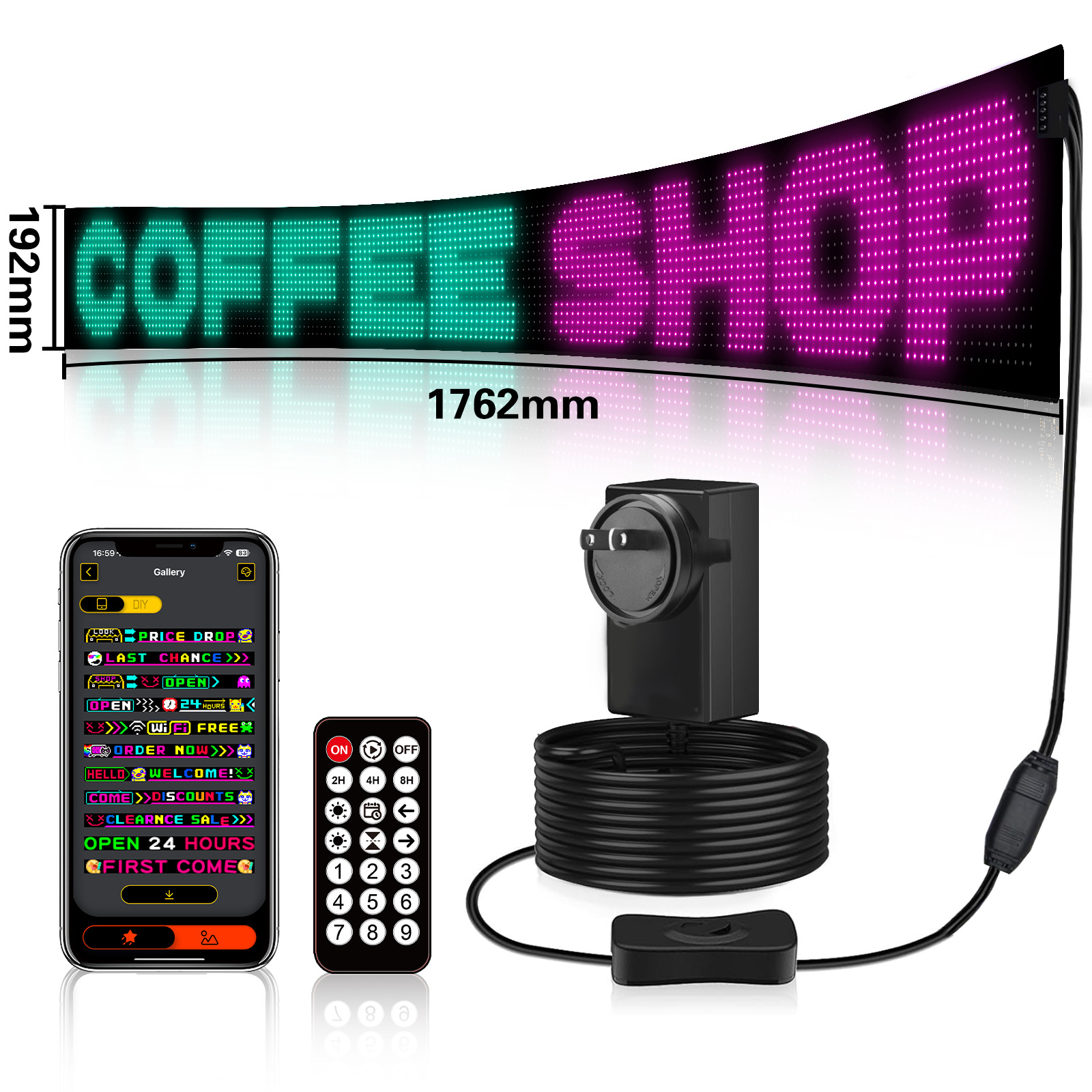 Полноцветный светодиодный гибкий экран 16*192 пикселя (19.2*176.2 см) для коммерческой рекламы, мягкий экран для установки на транспортное средство