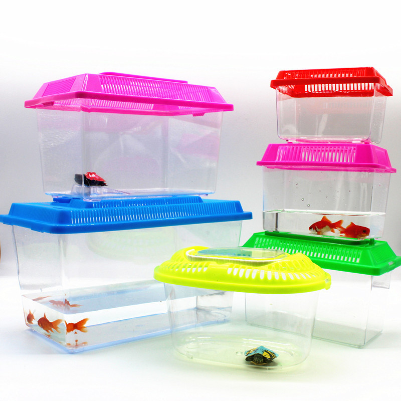 Mini portable small fish tank transparent aquarium pet box plastic turtle tank goldfish tank fish box turtle box
