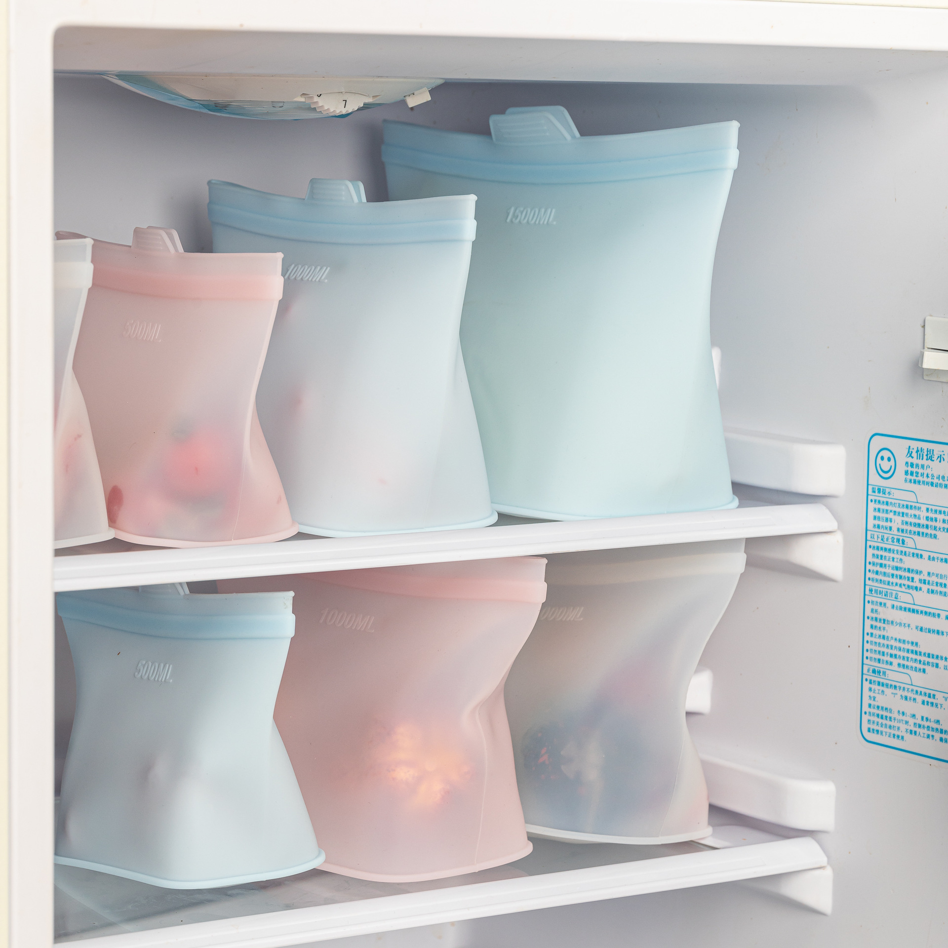 New Household Silicone Sealed Bag Thickeneded Food Grade Fresh-Keeping Bag Kitchen Refrigerator Vegetable Food Supplement Self-Sealing Bag