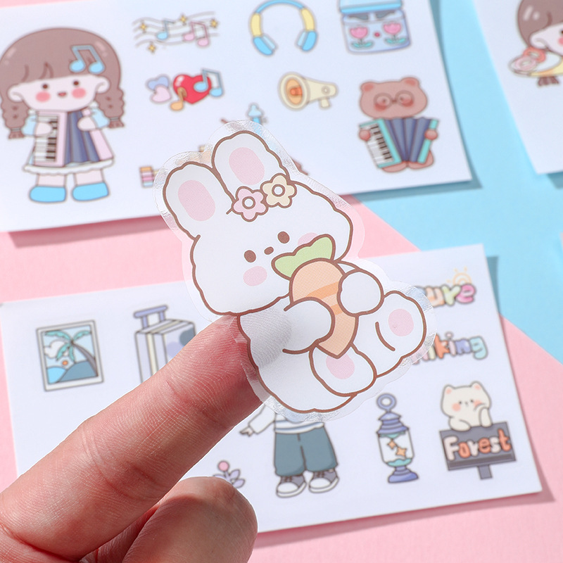 Hand account sticker goo card cute cartoon waterproof transparent sticker girl plastic cup stationery Cup sticker wholesale
