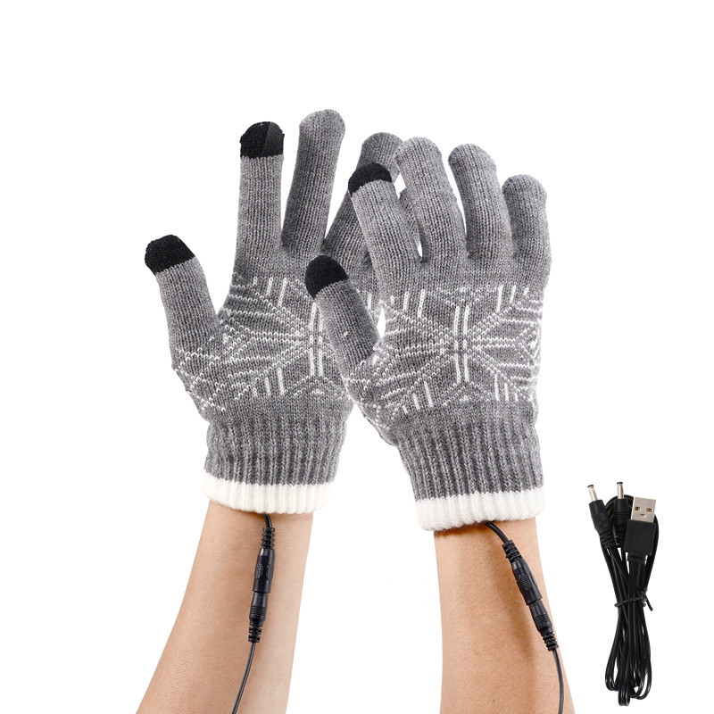 USB Heated Gloves USB Electric Heated Gloves Split-Finger Touch Screen Warm Outdoor Cycling Office Removable and Washable Ready Stock