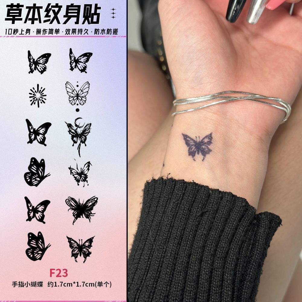 Татуировка-наклейка на палец в виде бабочки, милый узор, полупостоянная, водонепроницаемая, неотражающая, высококачественная