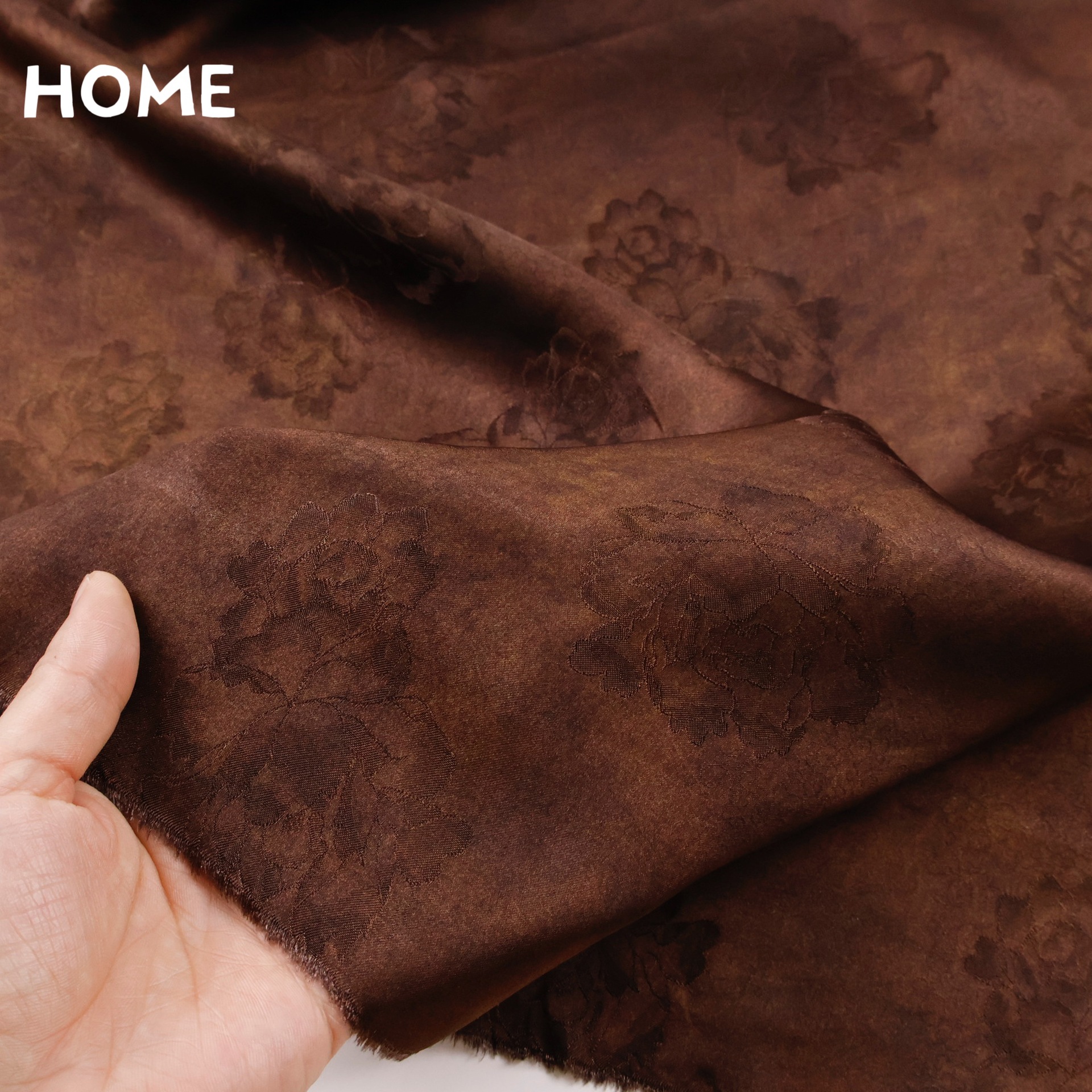 Glossy and Drapedy Chinese Style Dark Brown Rayon Silk Mulberry Silk over Yam Jacquard Fragrant Cloud Yarn Cheongsam Fabric