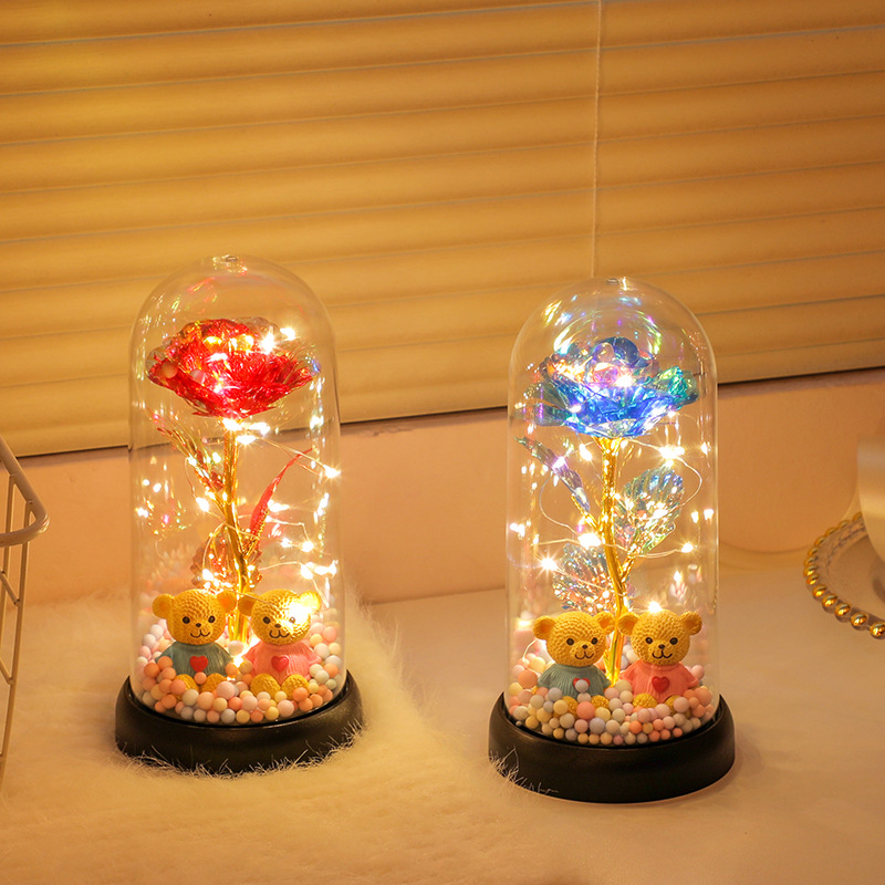 Creative Simulated Bouquet, Gold Foil Flowers, Luminous Acrylic Night Light, Bedroom Study Souvenir, Holiday Gift