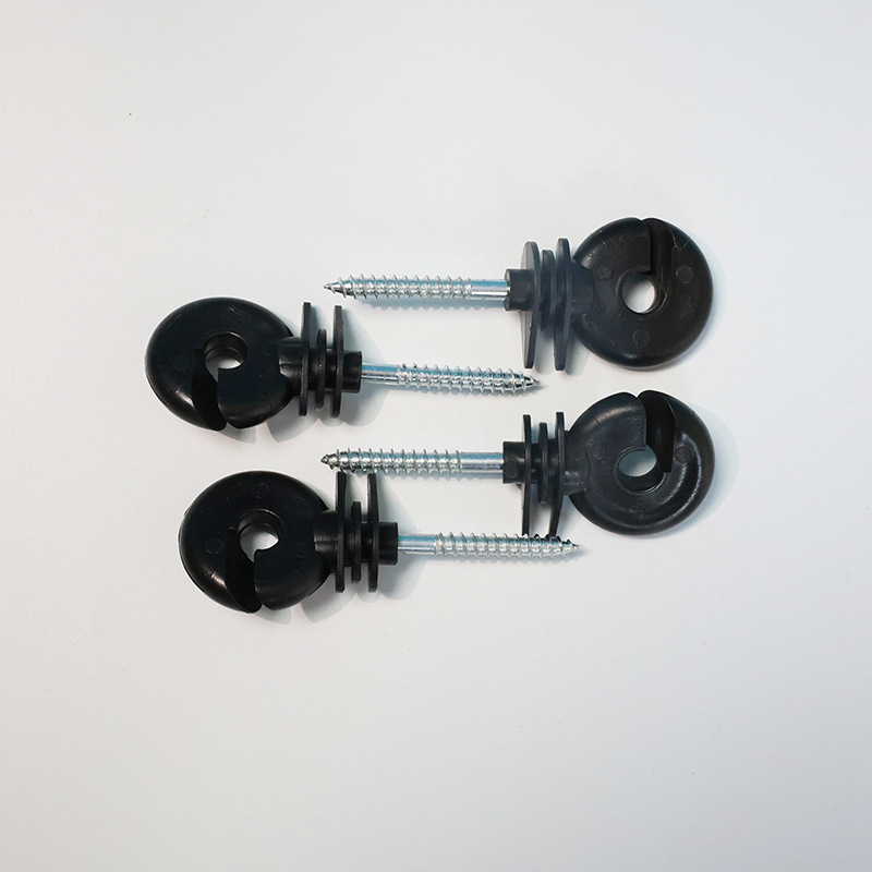 Black Flat Cap Electric Fence Insulator Self-Tapping Screw Type Pointed Insulator Ranch Electronic Fence Insulator