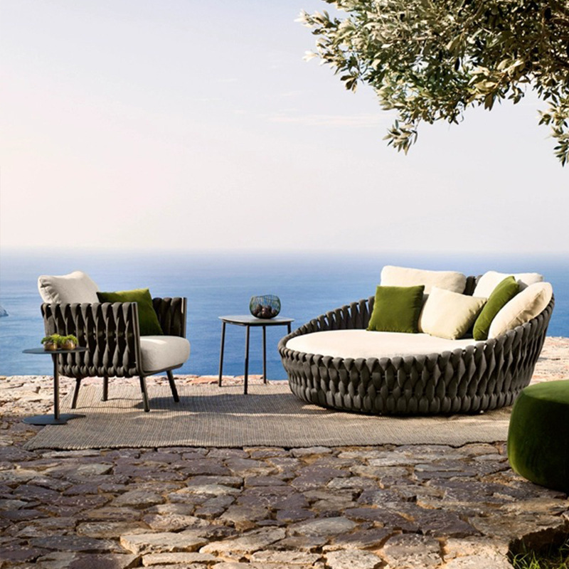 Outdoor Sofa Courtyard Outdoor Balcony Rattan Chair Rattan Sofa Waterproof Sun Protection Open-Air Leisure Table and Chair Garden Furniture