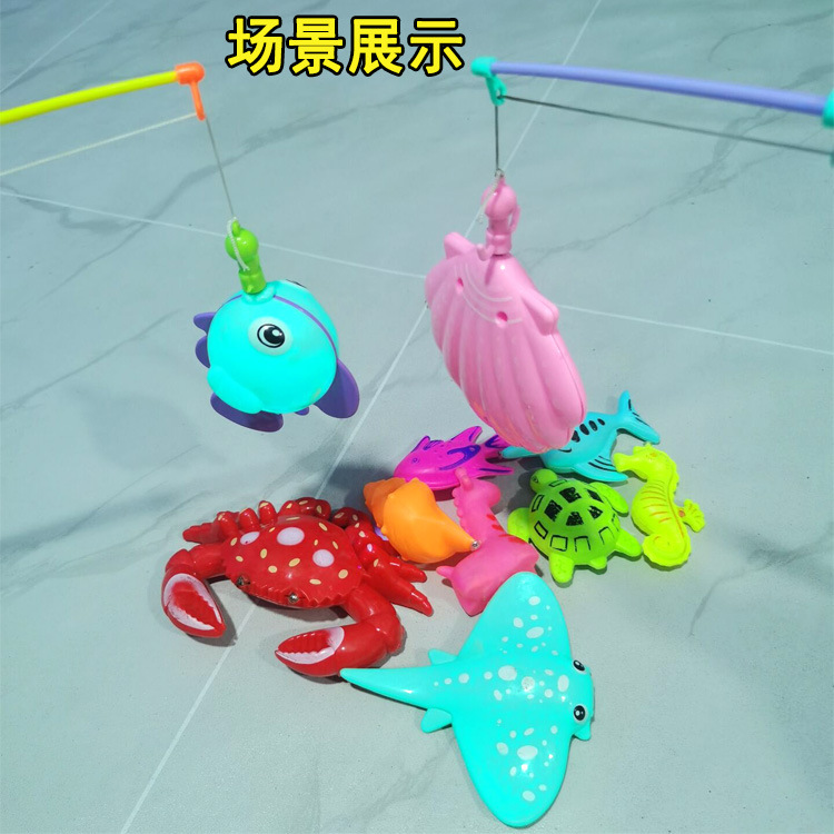 Magnetic fishing rod children's toy plastic magnet fishing rod wholesale stall thickened retractable hook fishing rod