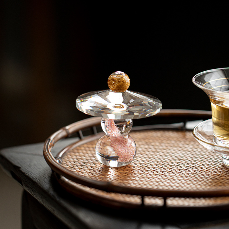 Crystal Glass Gourd Lid, Pot Lid, Ink Powder, Incense Stick, Incense Base, Incense Burner, Incense Burner