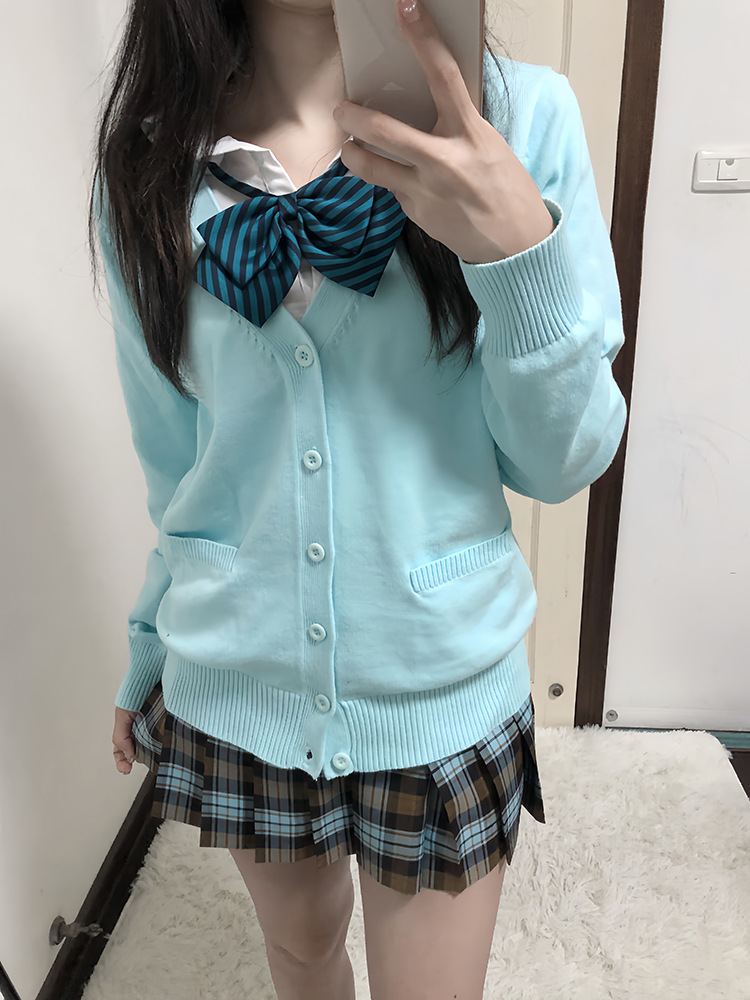 Original Jk Basic Pure Color Cardigan Knitwear Japanese Style Uniform Long-Sleeved Loose Versatile Knitwear Jacket