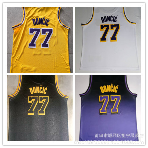 Баскетбольная майка нового сезона 23, Lakers, № 77 Doncic, вышитая версия, униформа для тренировок
