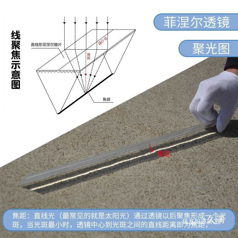 Linear Straight Line Spot Fresnel Lens Solar Light Collection and Heat Collection Special Led Lighting Detection Instrument