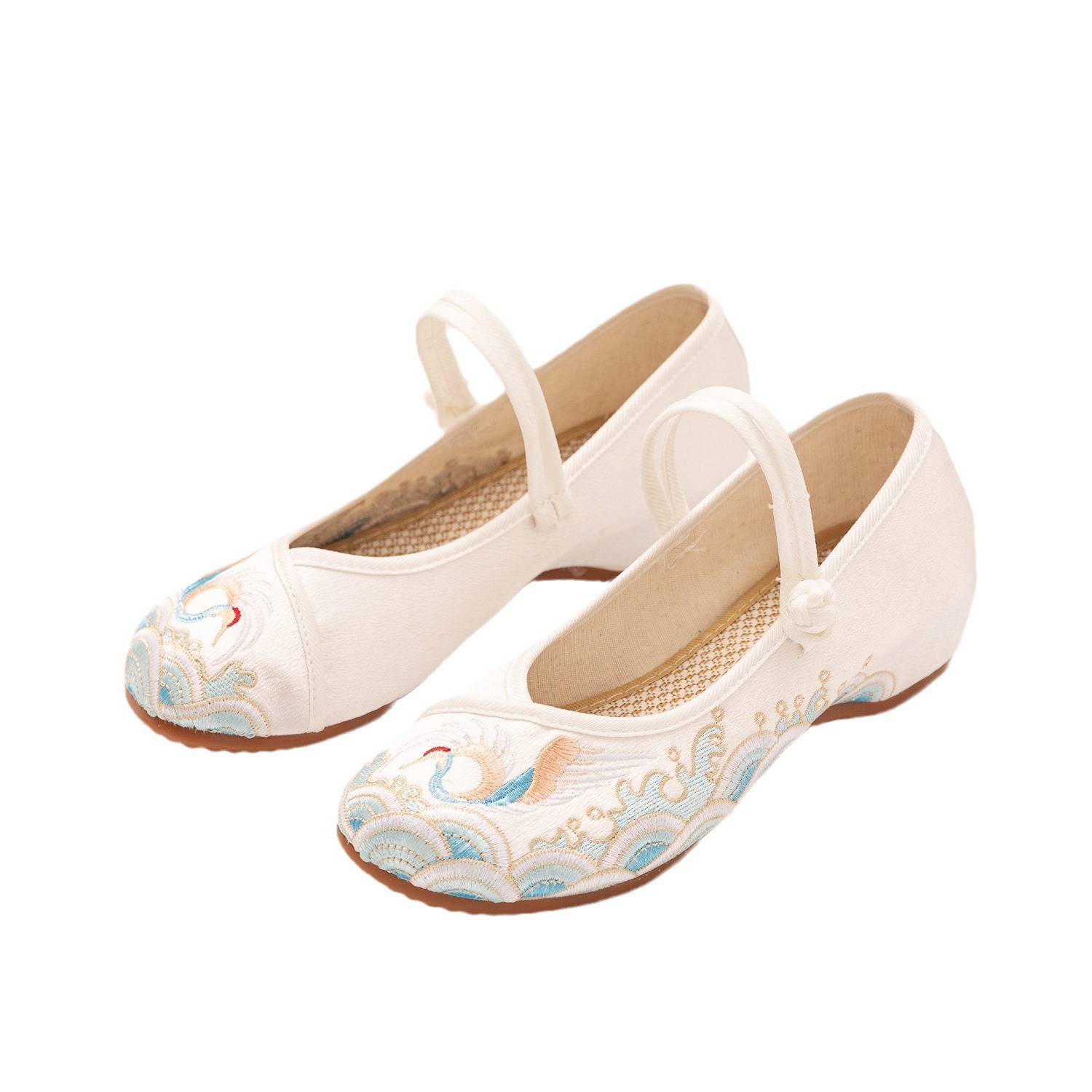 [Qingyan] 2024 Summer New Product Han Element Mercerized Satin Retro Cheongsam Costume Shoes Han Dynasty Shoes Women's Flats