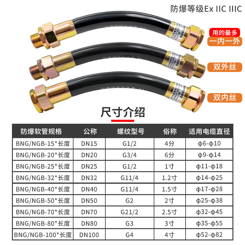 Wholesale Explosion-Proof Flexible Connecting Pipe Bng Explosion-Proof Hose Flexible Wiring Pipe 4-Point Explosion-Proof Pipe Threading Pipe Flexible Pipe