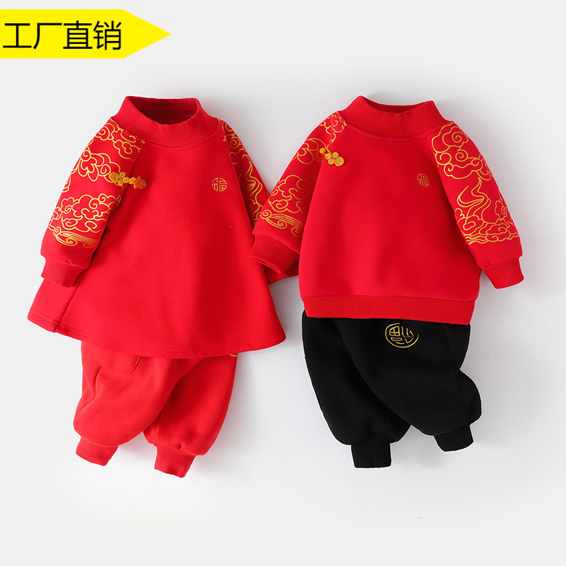 Одежда для малышей на китайский Новый год, праздничная красная одежда для маленьких детей, женская верхняя одежда