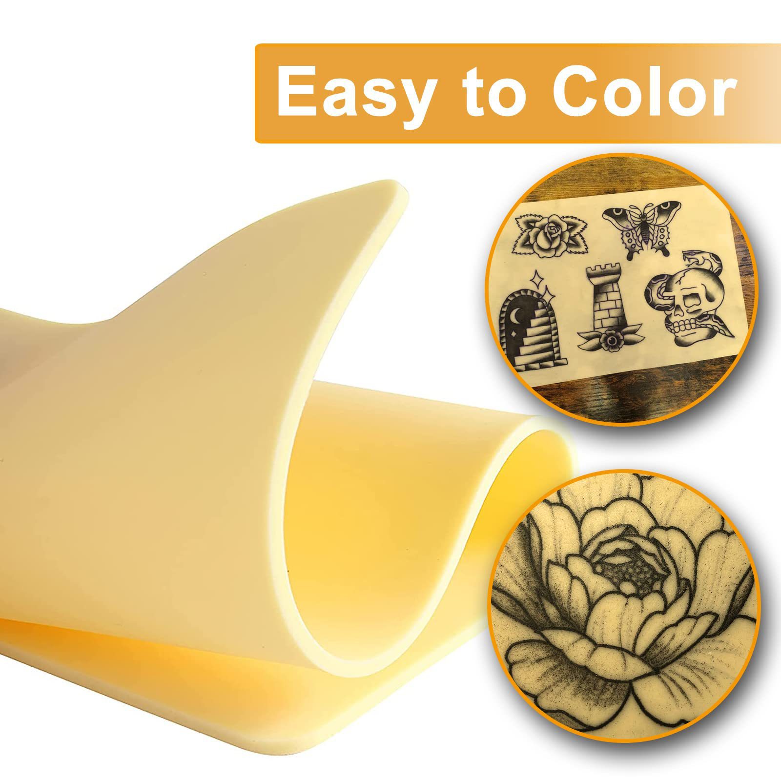 3mm Thickeneded A4 Tattoo Practice Leather Yellow Silicone Artificial Leather Practice Tattoo Special Tattoo Artificial Leather