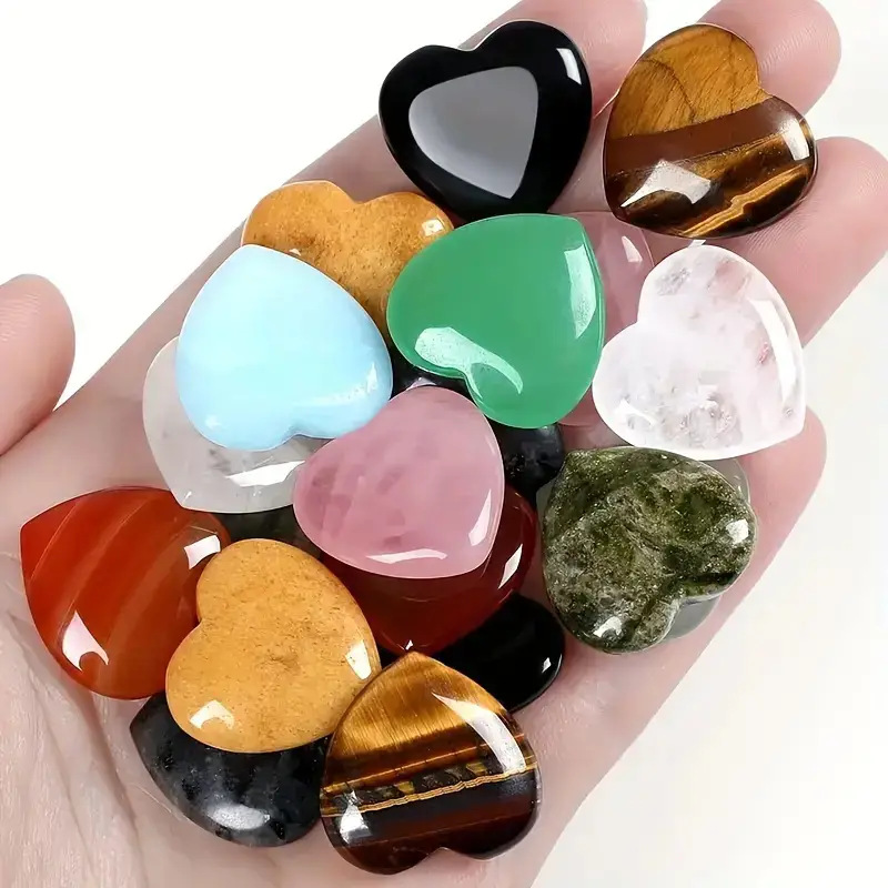 Factory Direct Sales Natural Crystal Gemstones 20X6 Heart-Shaped Home Decoration Ornaments with Various Labels