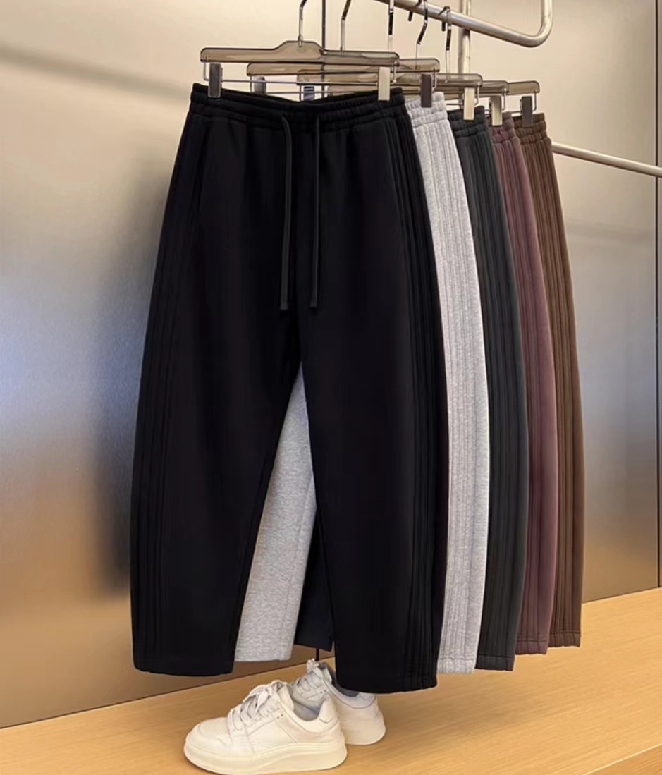 Loose Wide-Leg Banana Pants for Couples, Spring Solid Color Casual Sweatpants, Korean Style Trendy