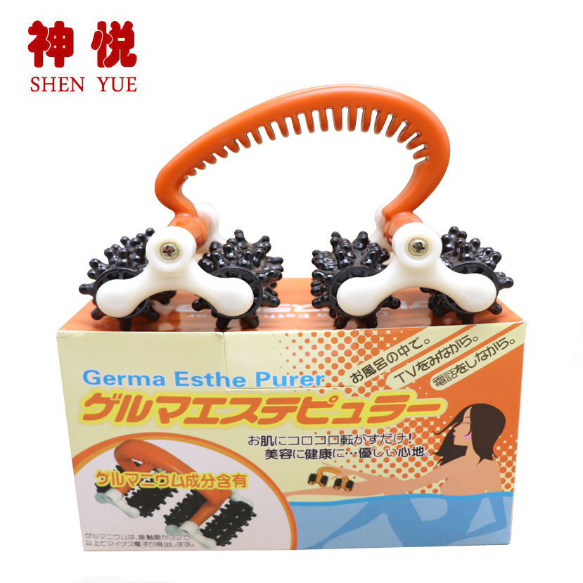 Ручной массажер с четырьмя колесами, массажный ролик для всего тела, точечный массаж для талии и спины