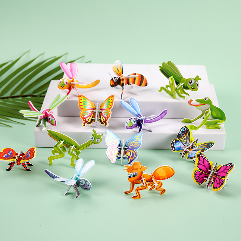 Children's paper three-dimensional insect jigsaw puzzle toys handmade diy jigsaw puzzle toys Kindergarten Gifts Wholesale
