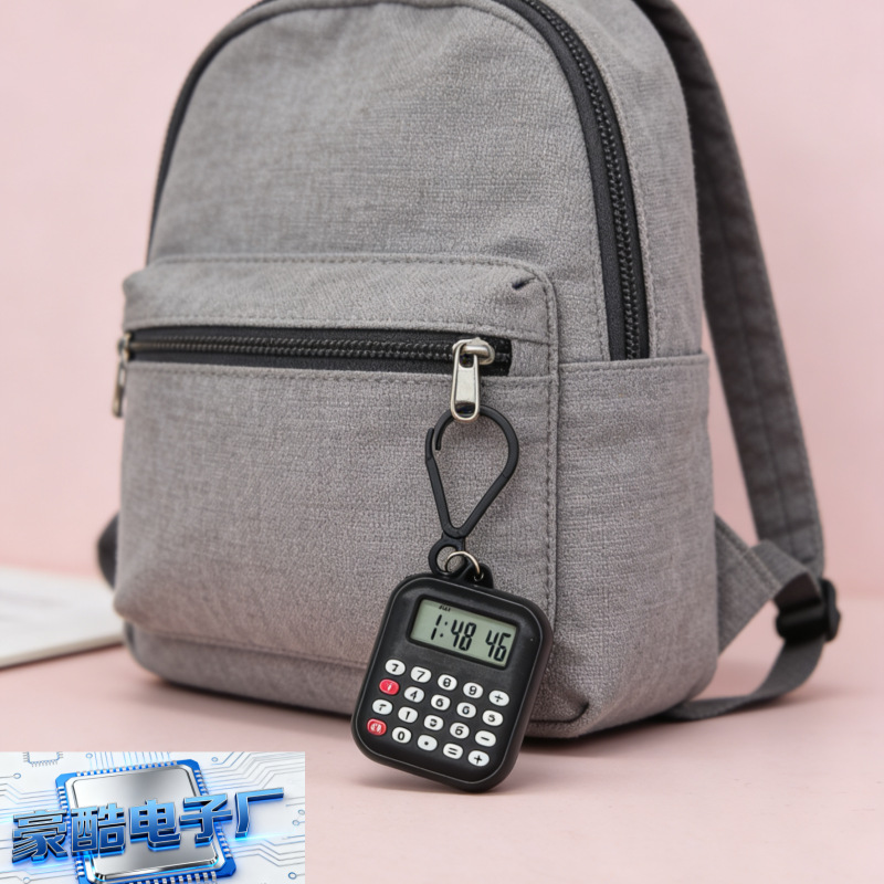 Student Party Watch Electronic Calculator Pendant to See Time, Count Date, Digital Calculator Keychain Hanging School Bag