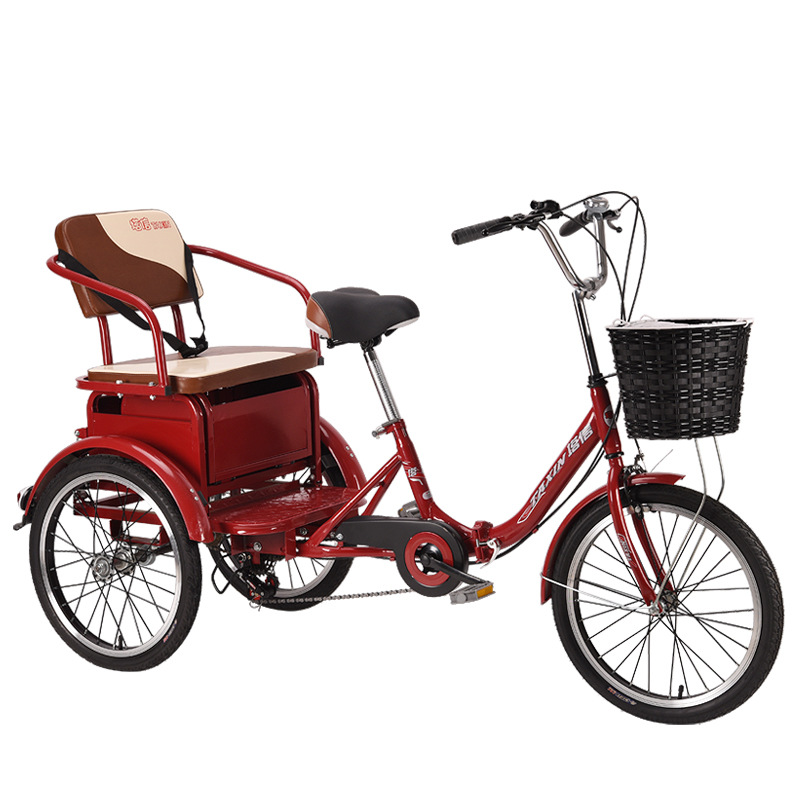 Elderly Human Tricycle Can Take People Folding Household Adult Pedal Bicycle Leisure Dual-purpose Tricycle