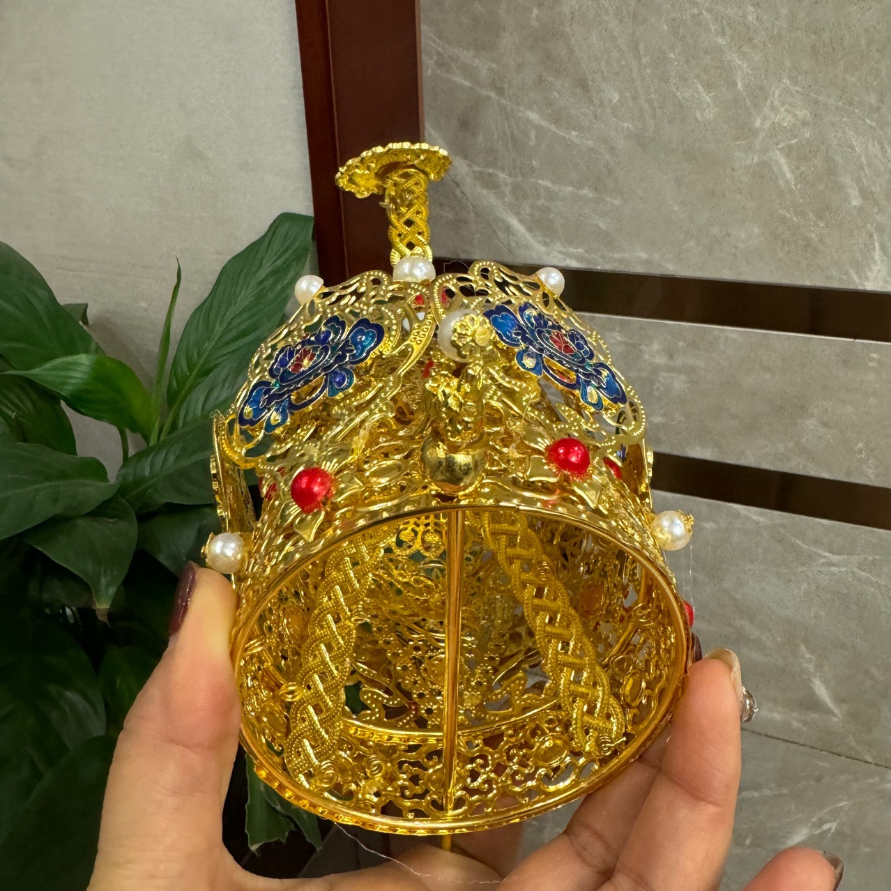 Tao Supplies Instrument Lotus Crown Triple Clear Crown Tai Chi Copper Lotus Crown Plus Brocade Box Head Crown Corolla