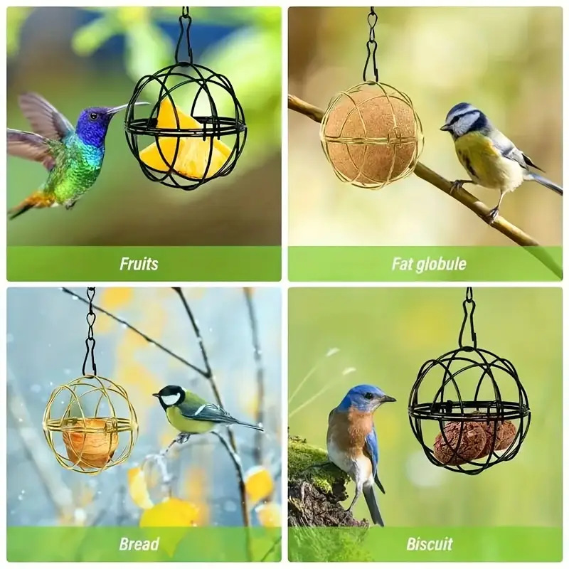 Outdoor Garden Hanging Wild Bird Feeder Iron Anti-Squirrel Cage Metal Spherical Gift Box Feeder