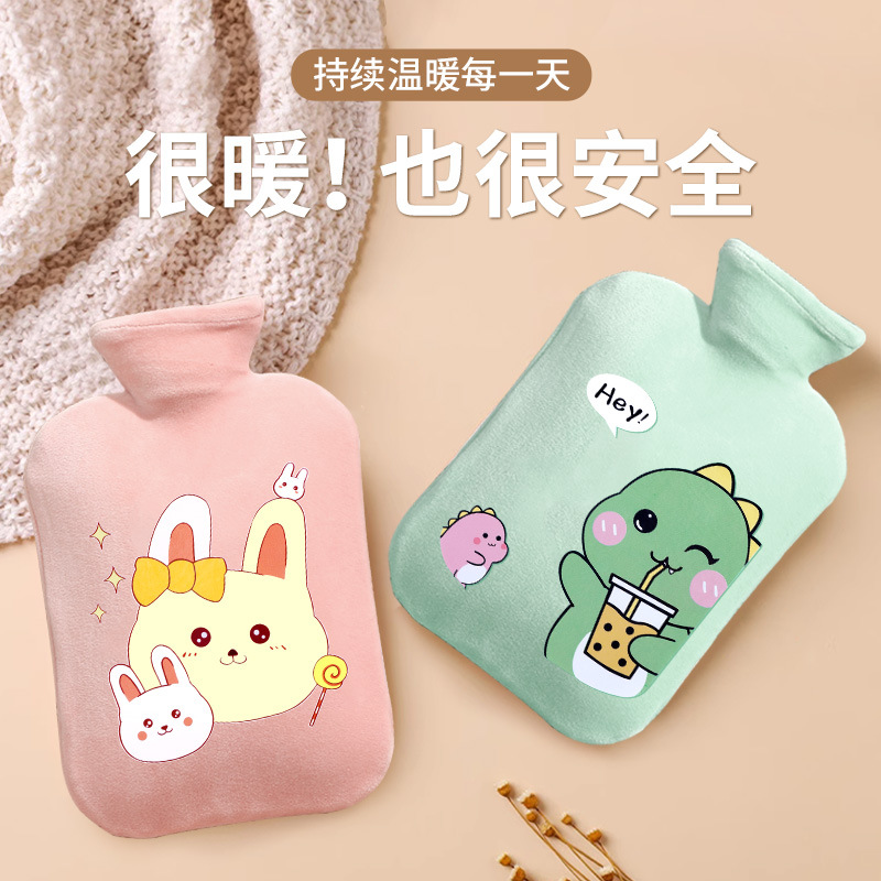 Горячая вода в мешке, водяная инъекция, теплый женский сумка, мультяшный милый плюшевый теплый детский принт, маленький портативный грелка для рук
