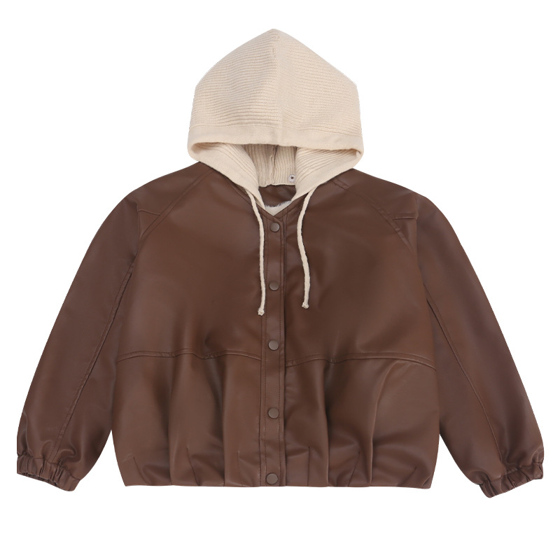 Girls' Leather Tops Spring and Autumn 2025 New Style Autumn Clothes Children's Clothes Internet Celebrity Fashionable Tops Girls' Tops