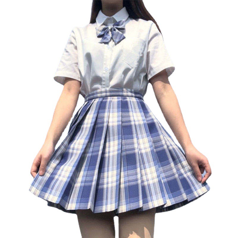 Factory Wholesale Jk Uniform Full Set Pleated Skirt Japanese Style Plaid Skirt A-Line Original Genuine Suit Preppy Style Skirt