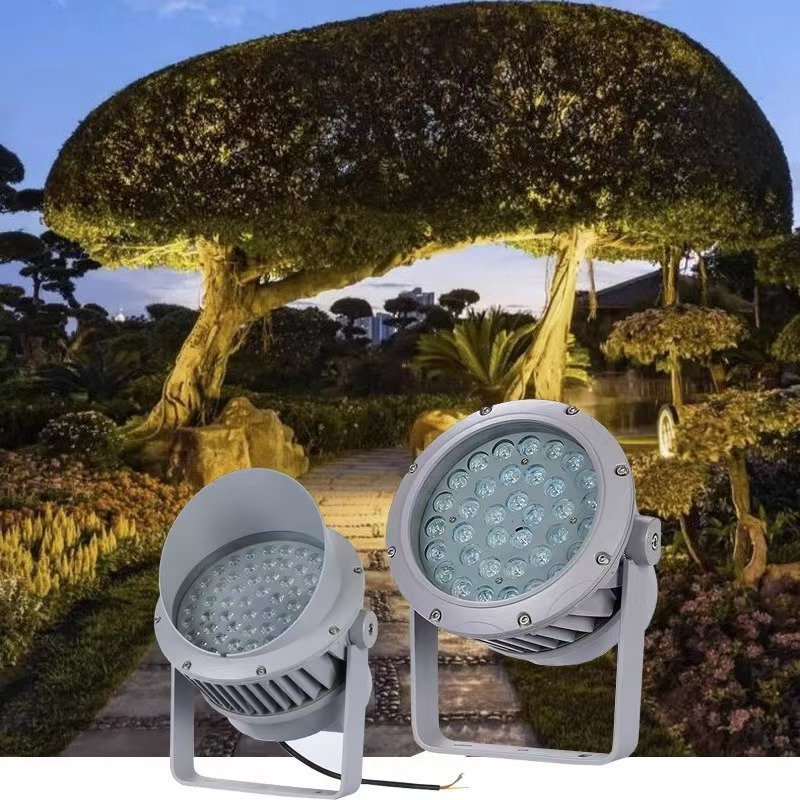 Led Outdoor Floodlight Park Courtyard Colorful Garden Waterproof Tree Light High Power Round Spotlight Customized Model