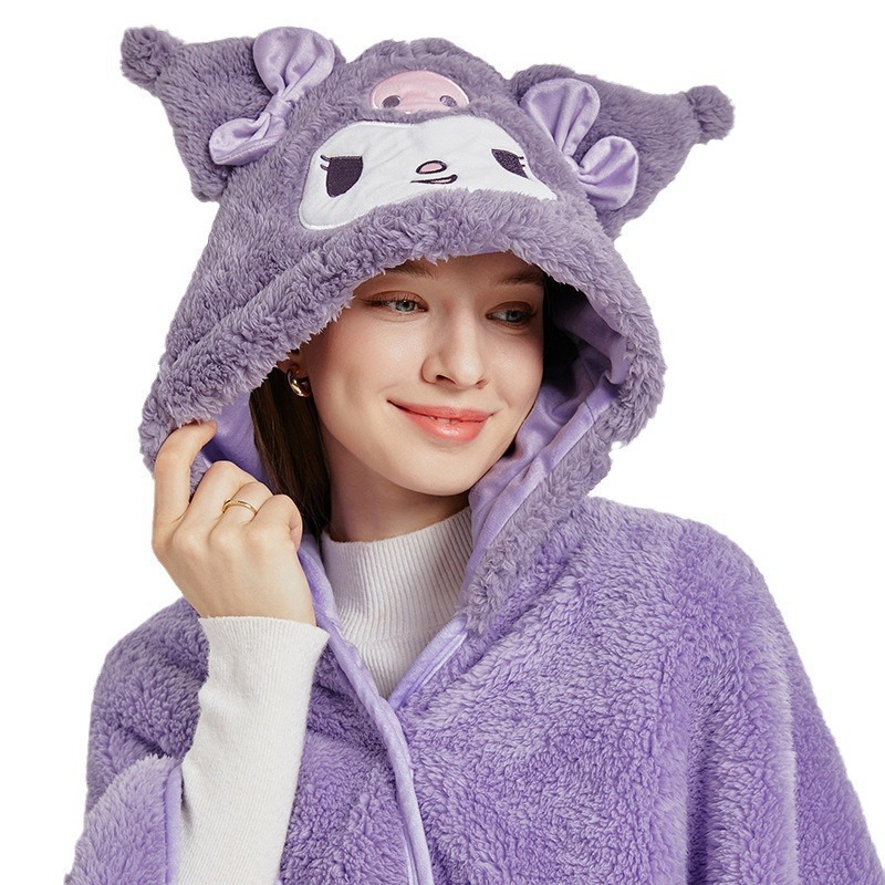 Cute Chong Series Hooded Nap Blanket Lunch Break Blanket Office Air-conditioning Blanket All-match Shawl Blanket Cute Plush Cloak