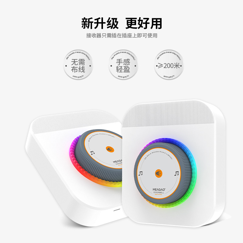 Wireless Doorbell for Home Use, Electronic Ultra-Long-Range One-To-Two Wireless Doorbell, Ding-Dong Villa Waterproof Remote Control Doorbell