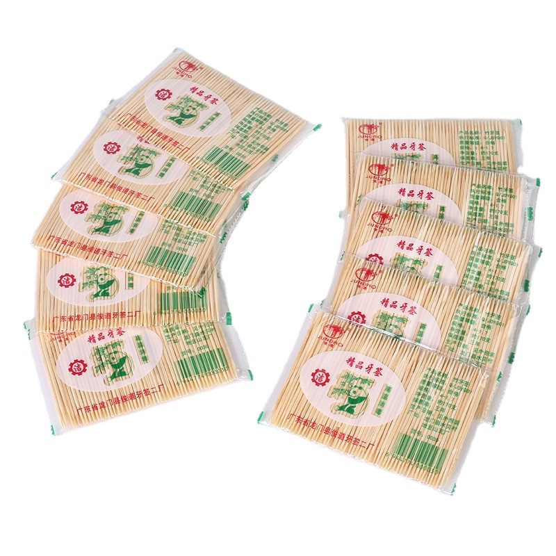 Disposable toothpick double thick and thin toothpick fruit pick restaurant hotel home toothpick natural bamboo toothpick dental floss