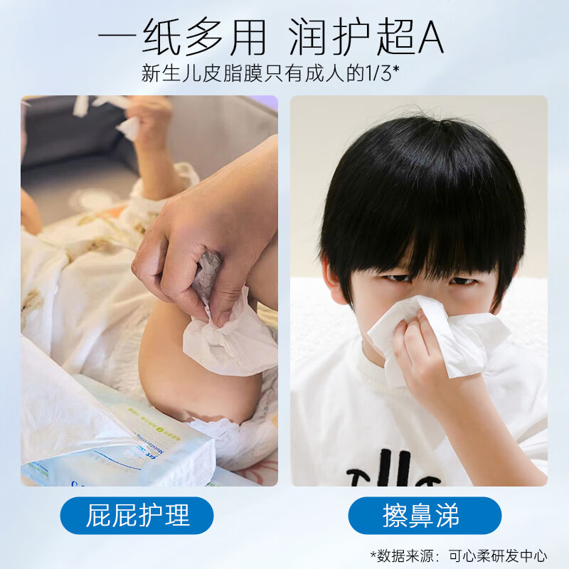 Kexin Soft Tissue Paper 60 Pieces Baby Moisturizing Paper Towel for Wiping Hands and Mouth, Skin-Friendly, Soft, Comfortable and Moisturizing Cream Paper Towel