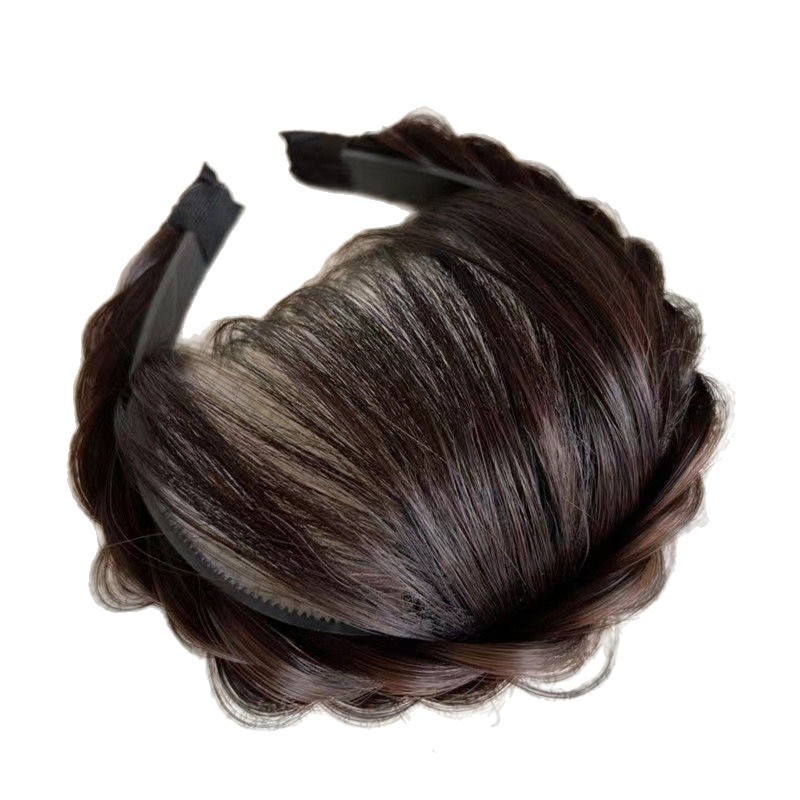 Wig Women's Headband French Bangs Integrated Simulation Hair Supplement Head Thin Hair Supplement Cover White Hair Preface Artifact