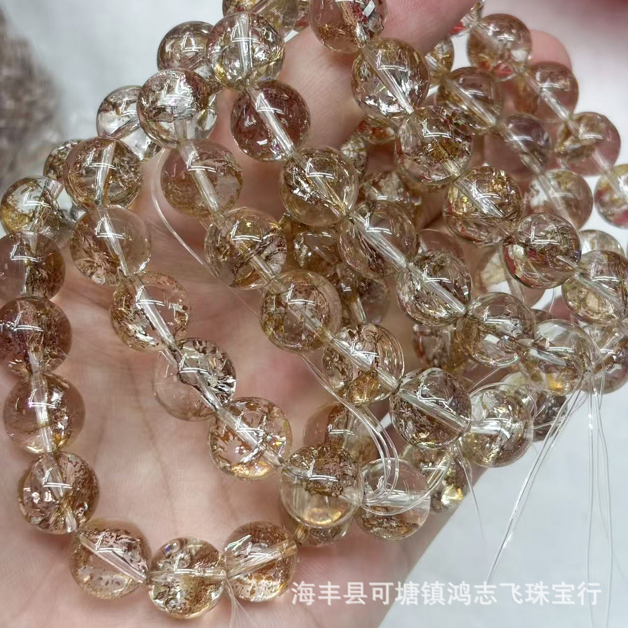 Gold Foil Koi Glue Flower Crystal Bracelet Transfer Beads Koi Glue Flower Ball Bracelet DIY Handmade Accessories Wholesale Round