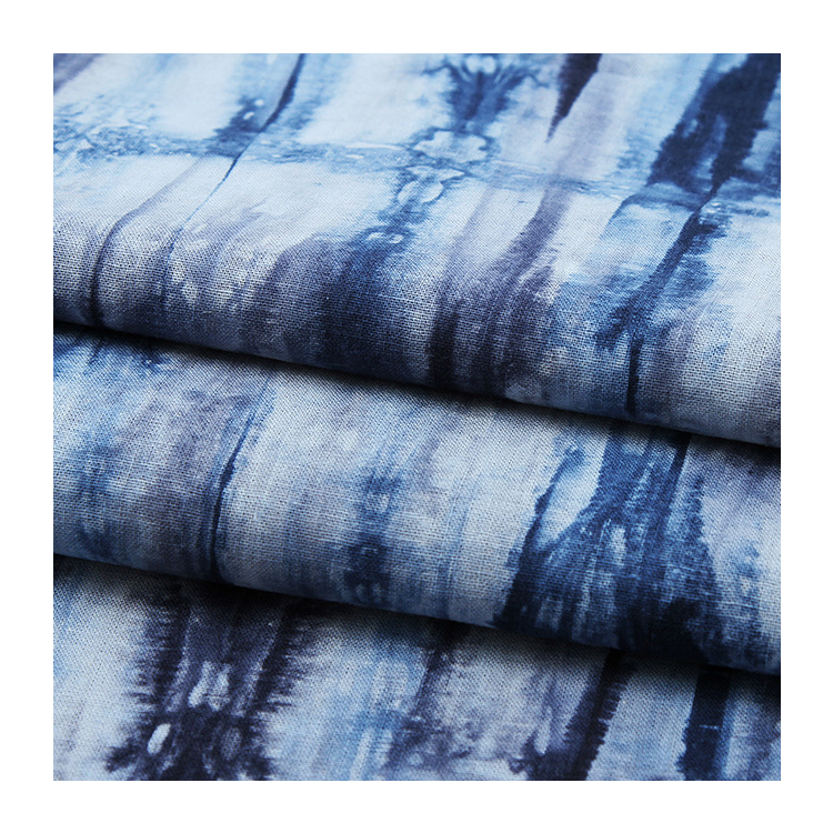 Factory supply and marketing linen cotton dyed cloth striped tie-dyed retro spring and summer clothing fabric 29
