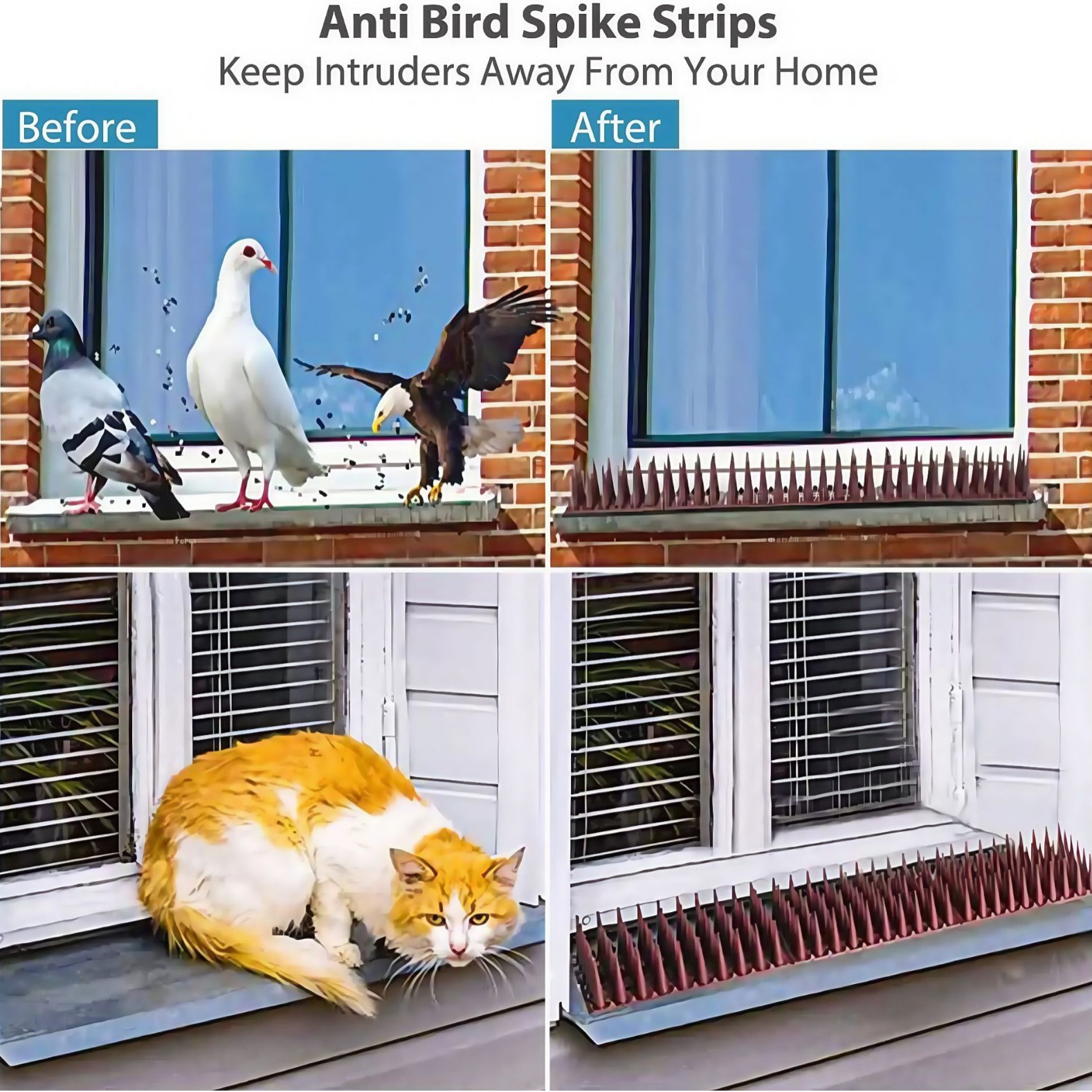Plastic anti-bird thorn 12 Pack 43CM Balcony Courtyard Anti-bird thorn Anti-theft Anti-cat Power Equipment Anti-bird Cross-border