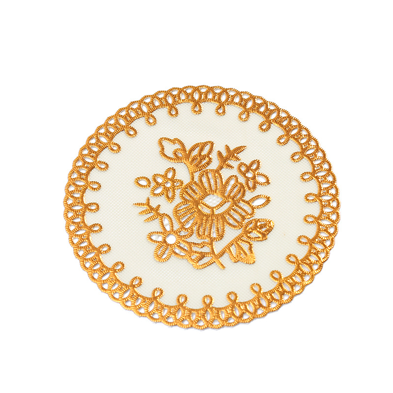 Cross-border round PVC placemat bronzing printed coasters western restaurant table mat decorative heat insulation mat household bowl mat wholesale