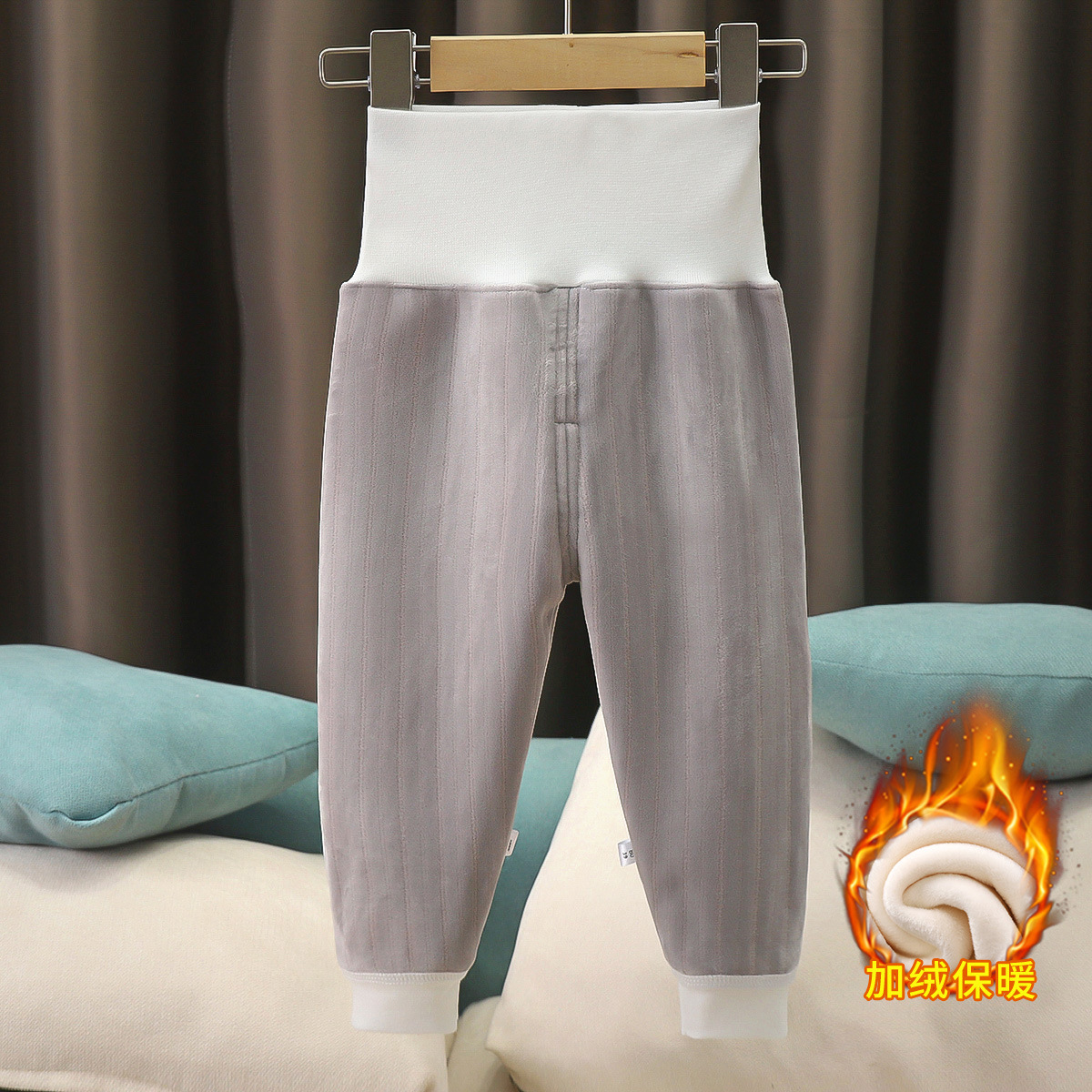 Baby winter warm pants men's and women's baby pants outer wear inner belly protection pants baby long pants bottoming fleece-lined pants