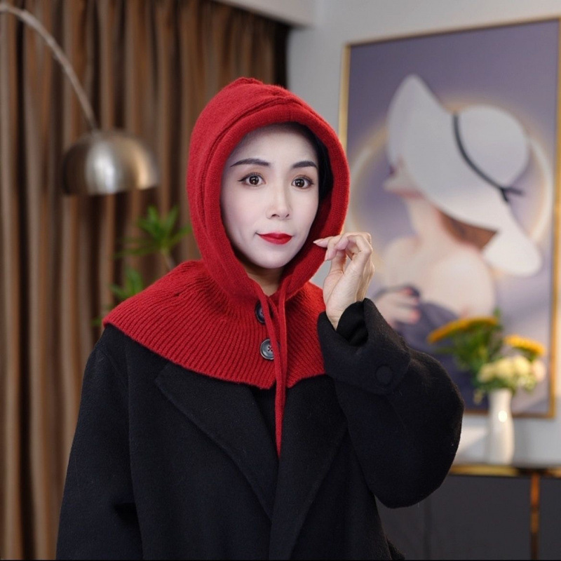 Балаклава из Южной Кореи осенне-зимняя теплая шапка женский модный шарф вязаная шапка с защитой ушей из шерсти