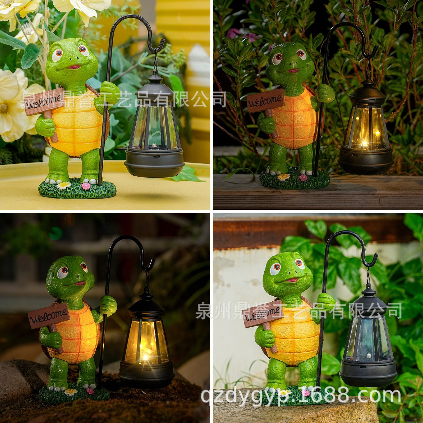 Cross-Border New Resin Crafts Solar Outdoor Garden Courtyard Turtle Statue Lantern Ornaments